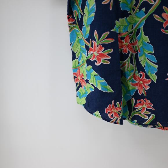 Land's End Mens Linen Hawaiian Tropical Button Up Shirt XL T - Picture 9 of 13